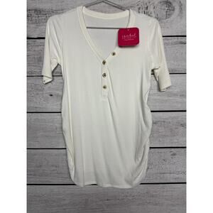 NWT Isabel Maternity Cream Henley Top - Small
